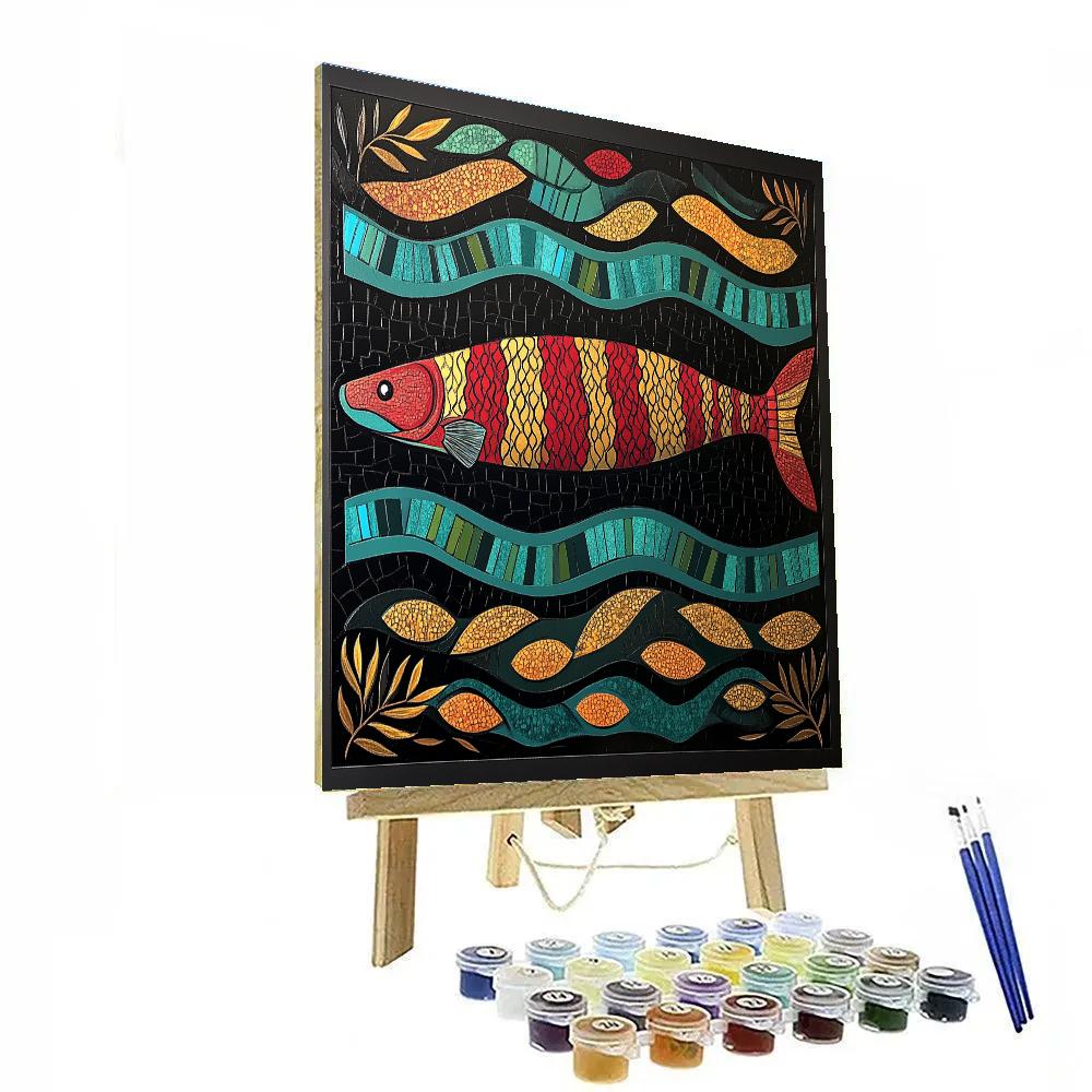 Norval Morrisseau Inspired Sturgeon Of The River Memory paint by numbers