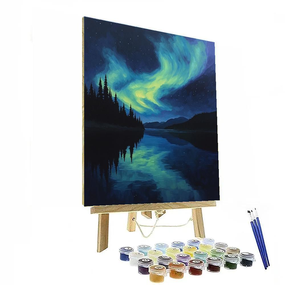 Frederick Varley Inspired Aurora Over Obsidian Lake paint by numbers