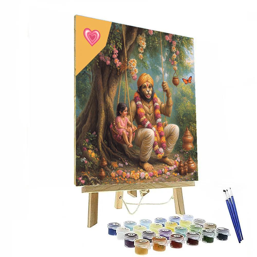 Garden Swing With Hanuman Blessing paint by numbers