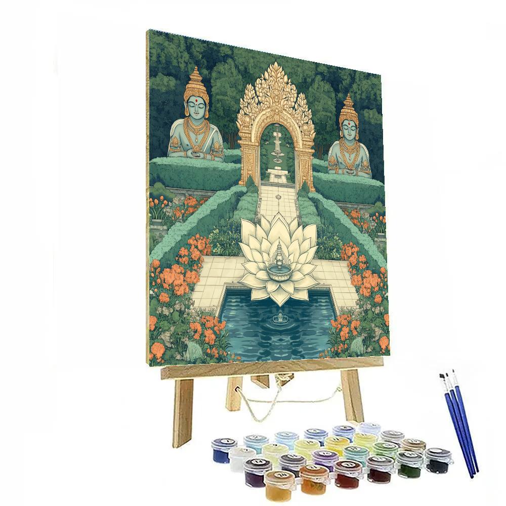 Brahma Four Direction Garden Gate Paint by numbers art