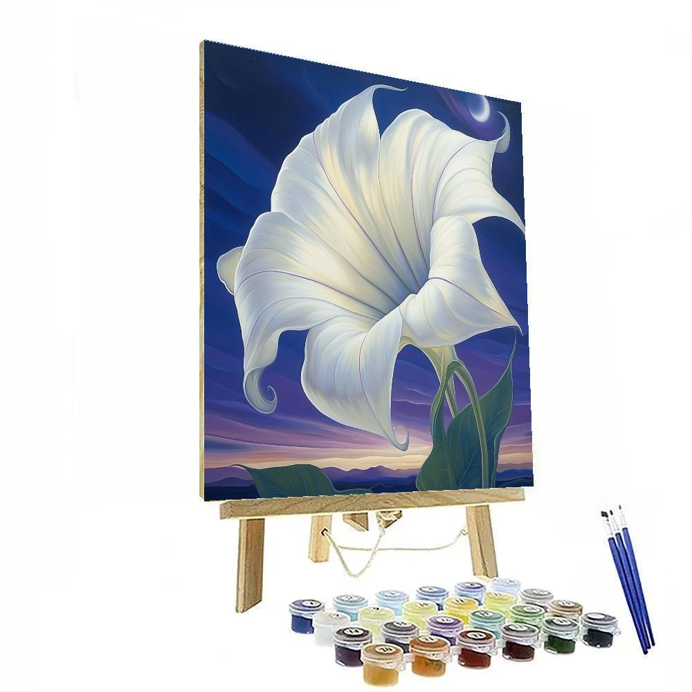 Georgia O’Keeffe Inspired Moonlit Datura Trumpet Bloom paint by color