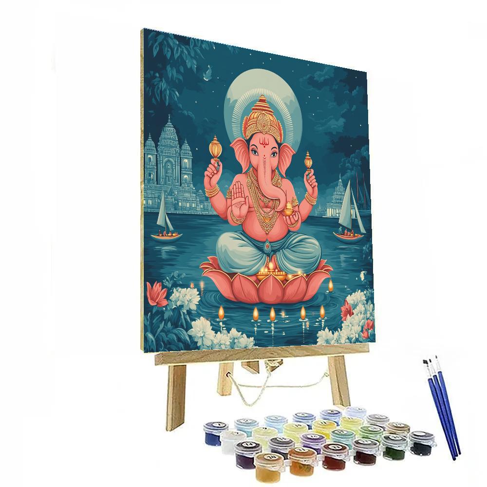 Harbor Lantern Festival With Ganesha painting number kit