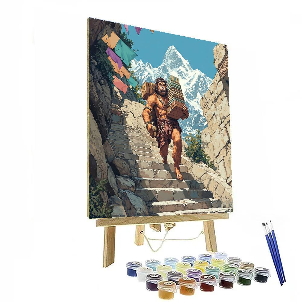 Mountain Library, Hanuman The Book Carrier painting number kit