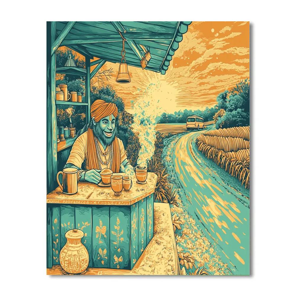 Hanuman Tea Stall Protector Paint by numbers kits