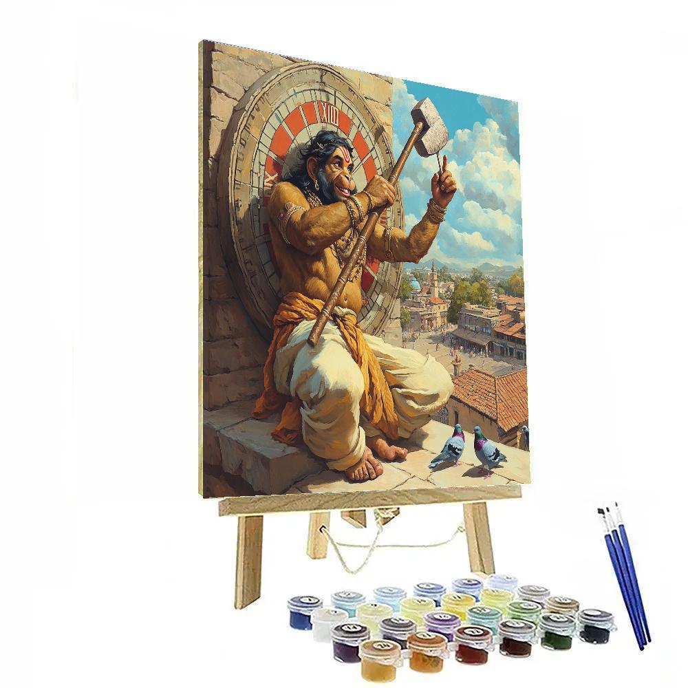 Hanuman Clocktower Timekeeper paint by numbers