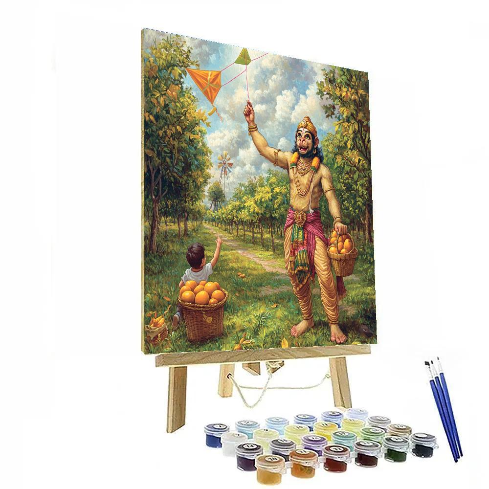 Hanuman Orchard Kite Helper Number painting