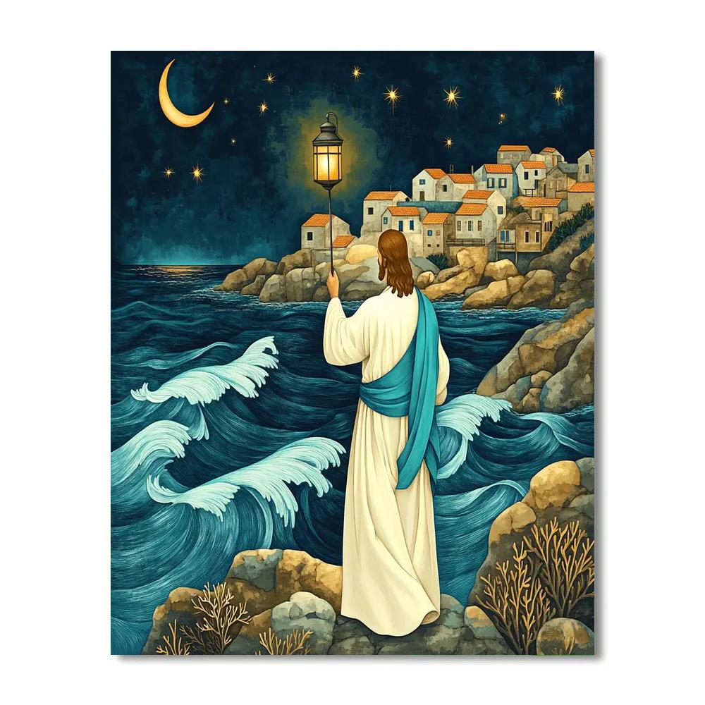Jesus Lighthouse Of Galilee paint by numbers