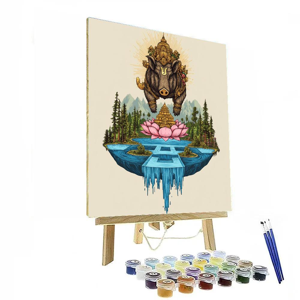 Varaha Lifting A Floating Island Of Sacred Rivers paint by number