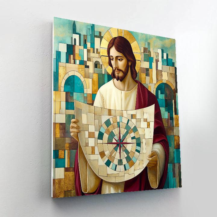 Stained Glass Jesus Dream Map paint by color