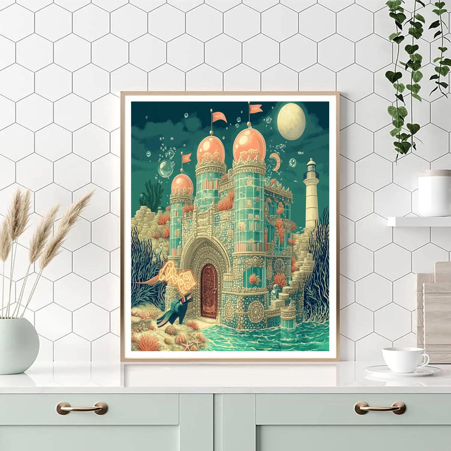 Glass Reef Castle Conservatory paint by numbers