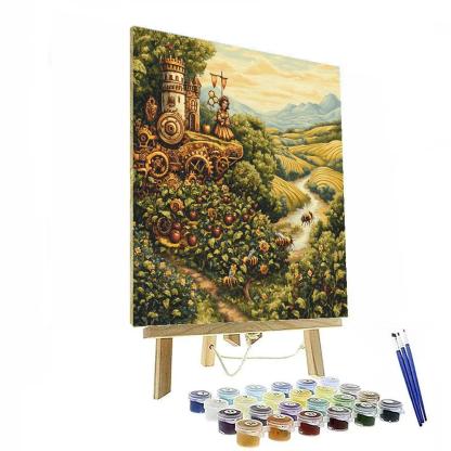 Clockwork Orchard With Castle Overlook Number painting