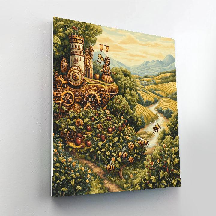 Clockwork Orchard With Castle Overlook Number painting