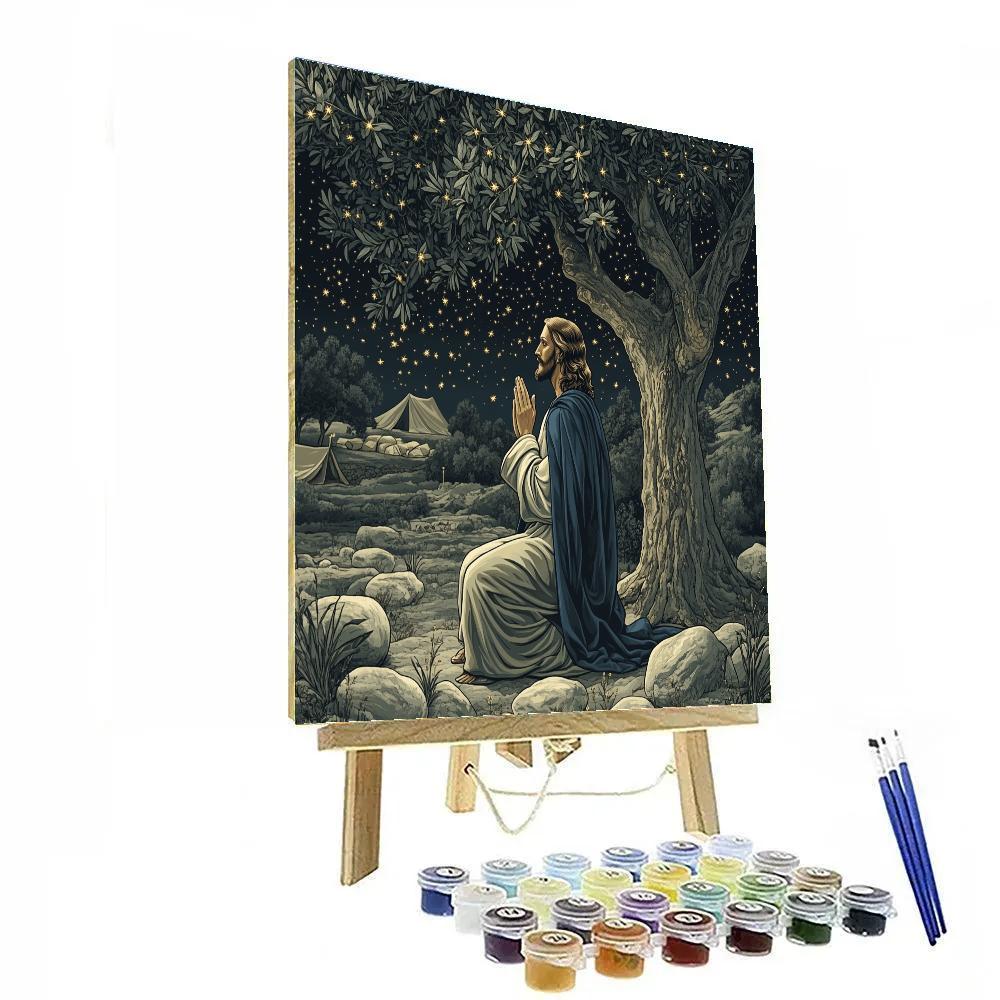 Garden Prayer Jesus Under Olive Leaves Paint by numbers art
