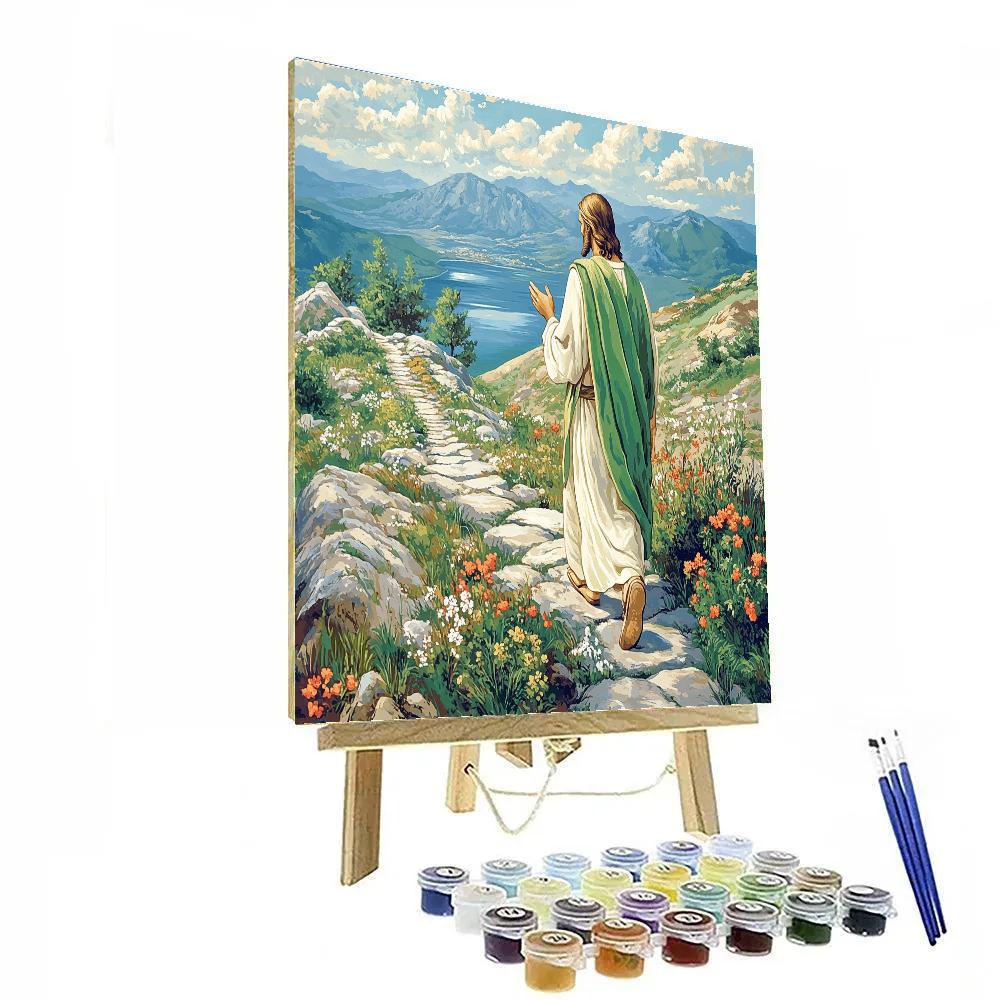 Jesus And The Mountain Path Of Beatitudes Paint by numbers art