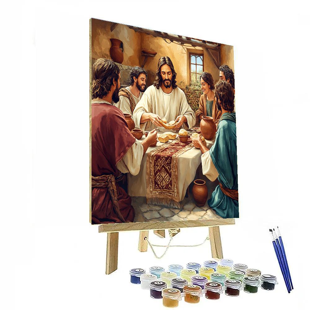 Jesus Table Fellowship In Warm Ochre DIY paint by numbers