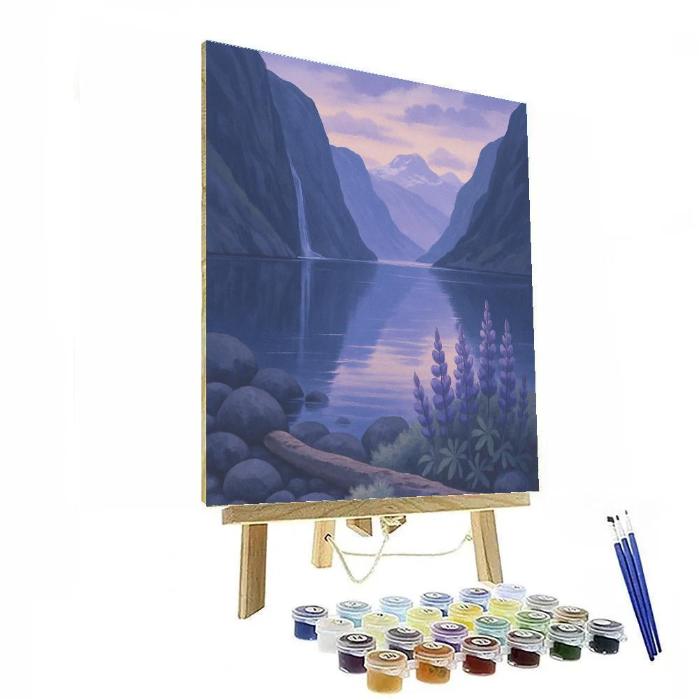Twilight Glasswater Fjord Paint by numbers art