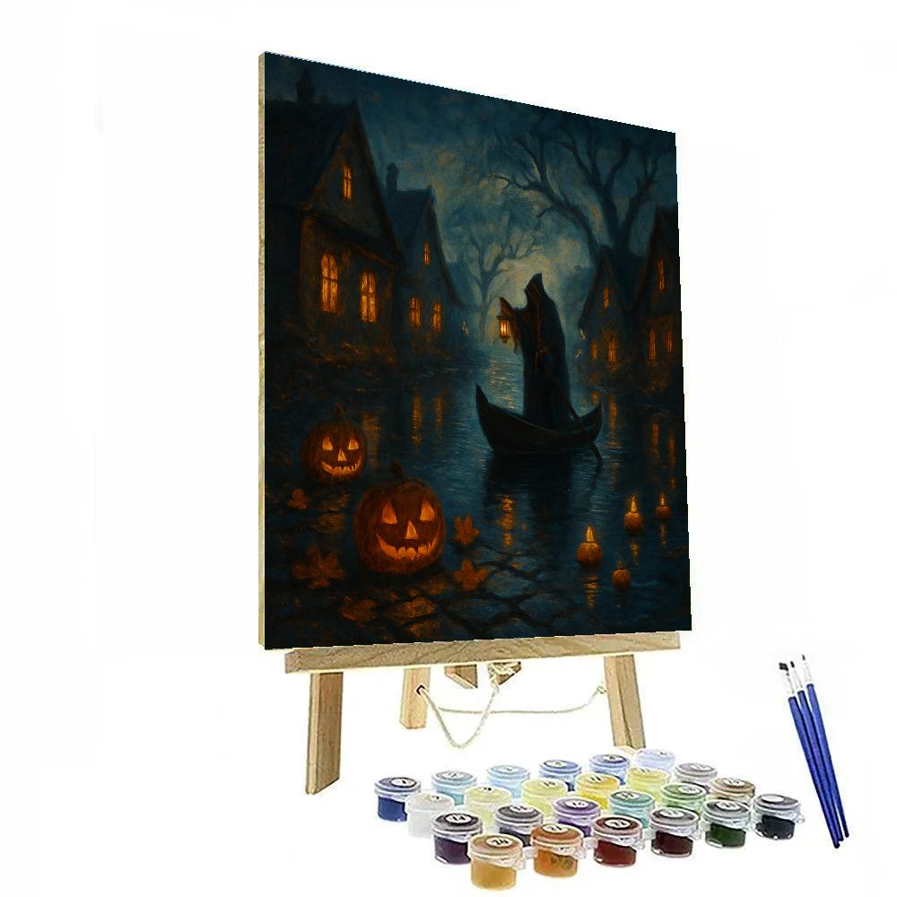 Lanterns Along The Witchglass Canal painting number kit