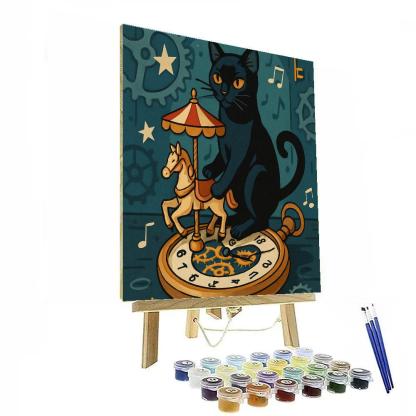 Clockwork Carousel Cat Numbered painting kits