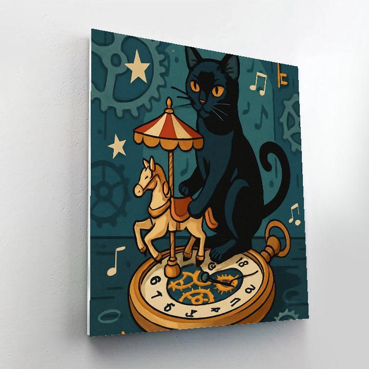 Clockwork Carousel Cat Numbered painting kits