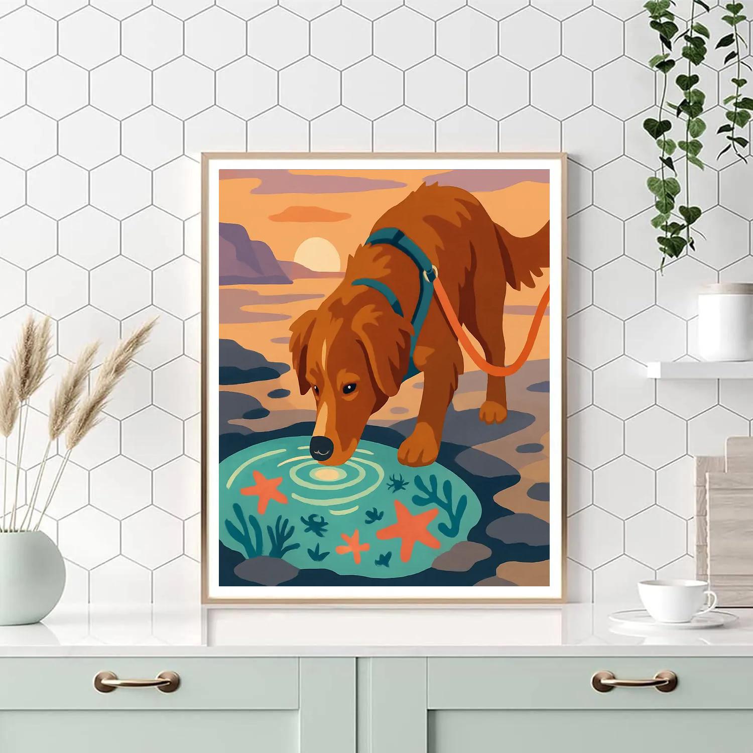Tidepool Explorer Dog DIY paint by numbers
