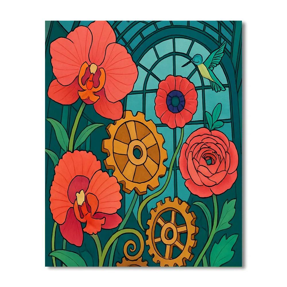 Clockwork Conservatory Flowers paint by number
