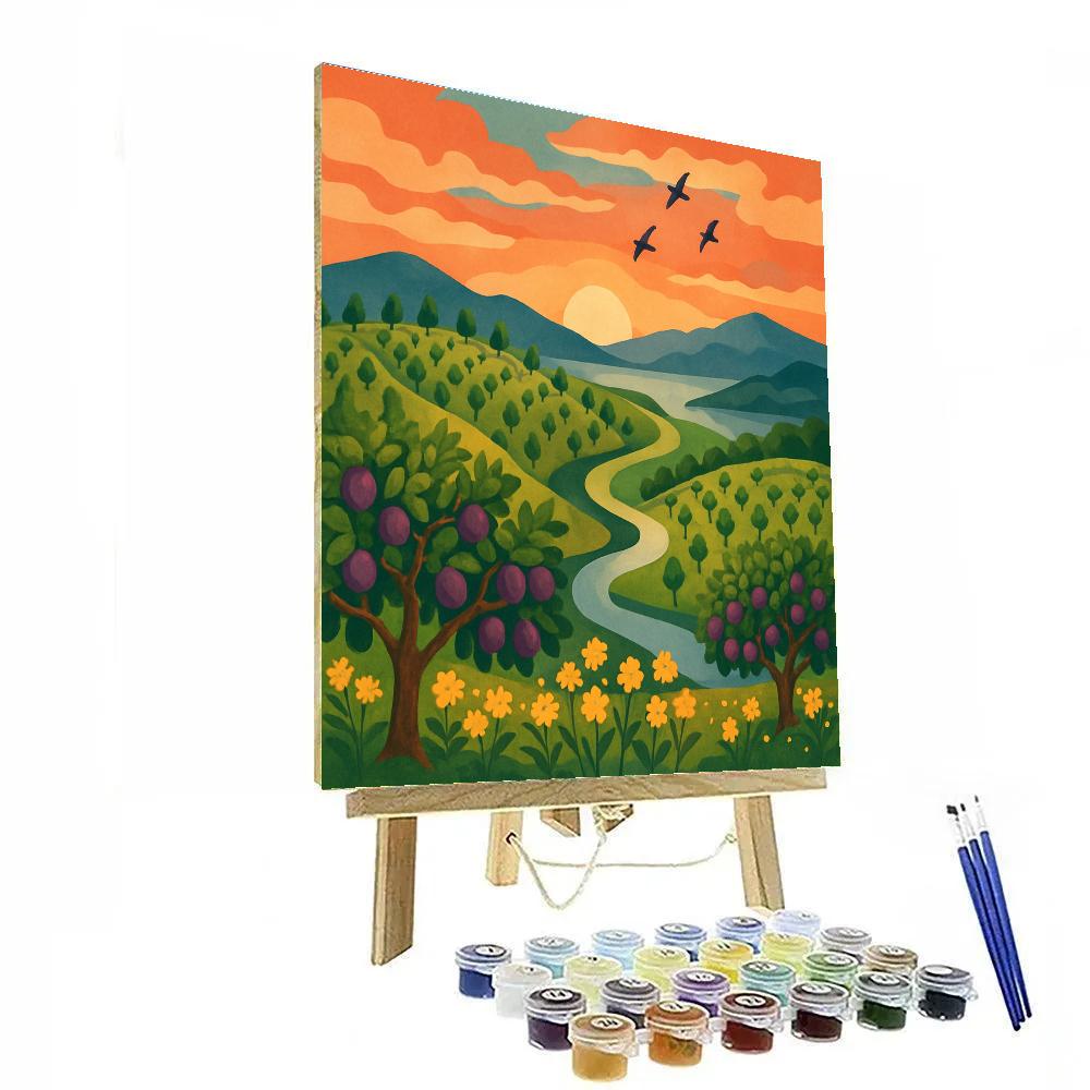 Clockwork Orchard Landscape Paint by numbers art