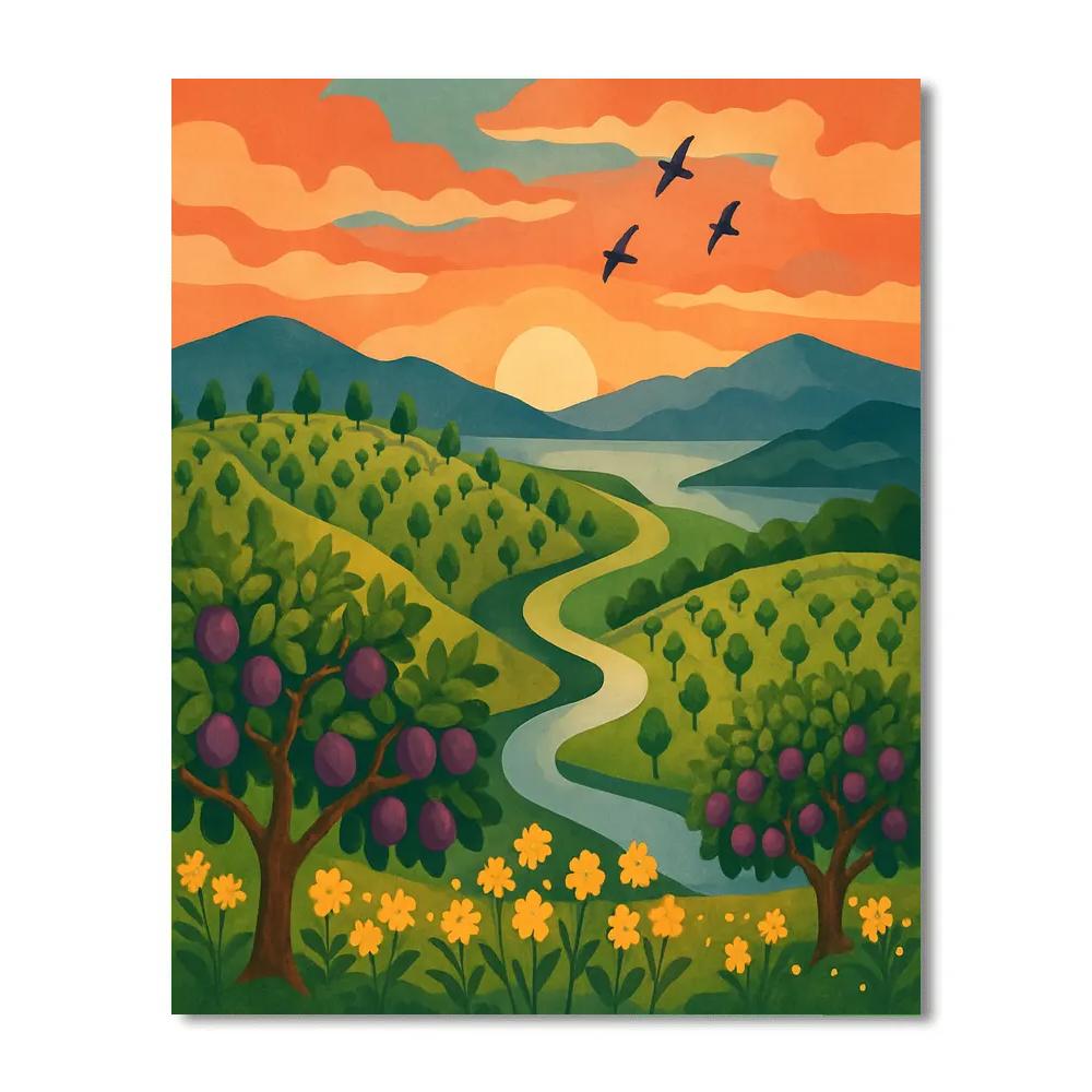 Clockwork Orchard Landscape Paint by numbers art