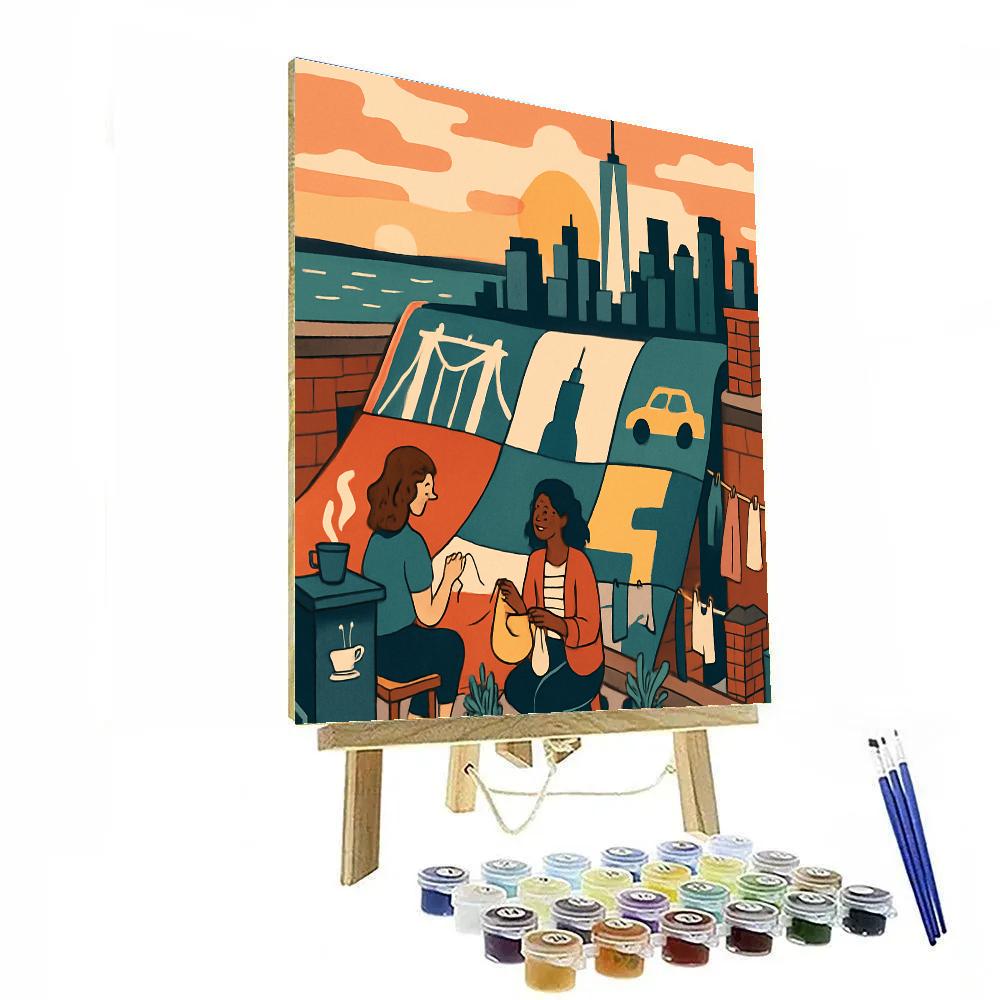 Skyline Quilt With New York In The Seams Paint by numbers kits