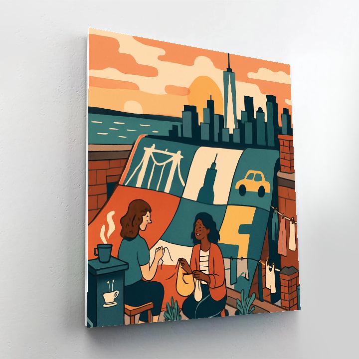 Skyline Quilt With New York In The Seams Paint by numbers kits