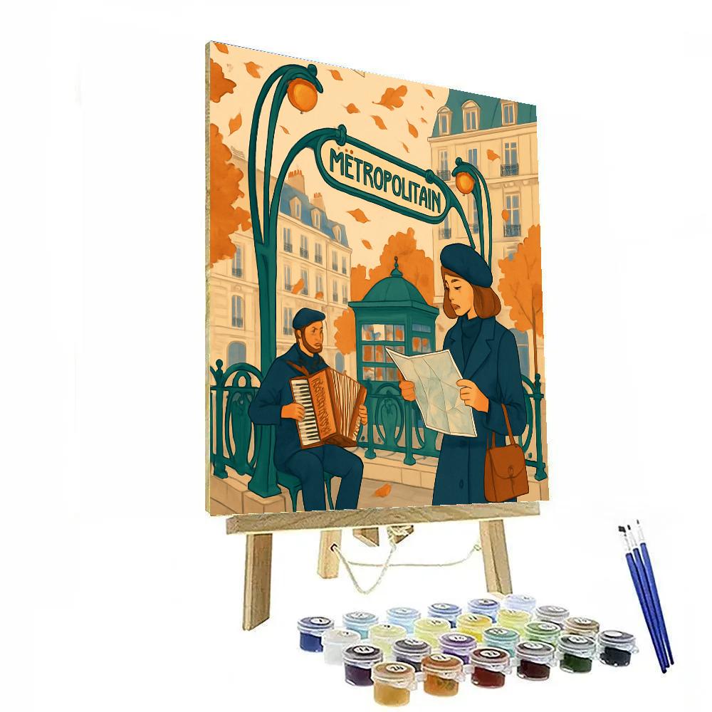 Art Nouveau Paris Metro Poster Scene Paint by numbers kits
