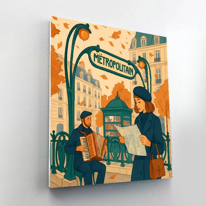 Art Nouveau Paris Metro Poster Scene Paint by numbers kits