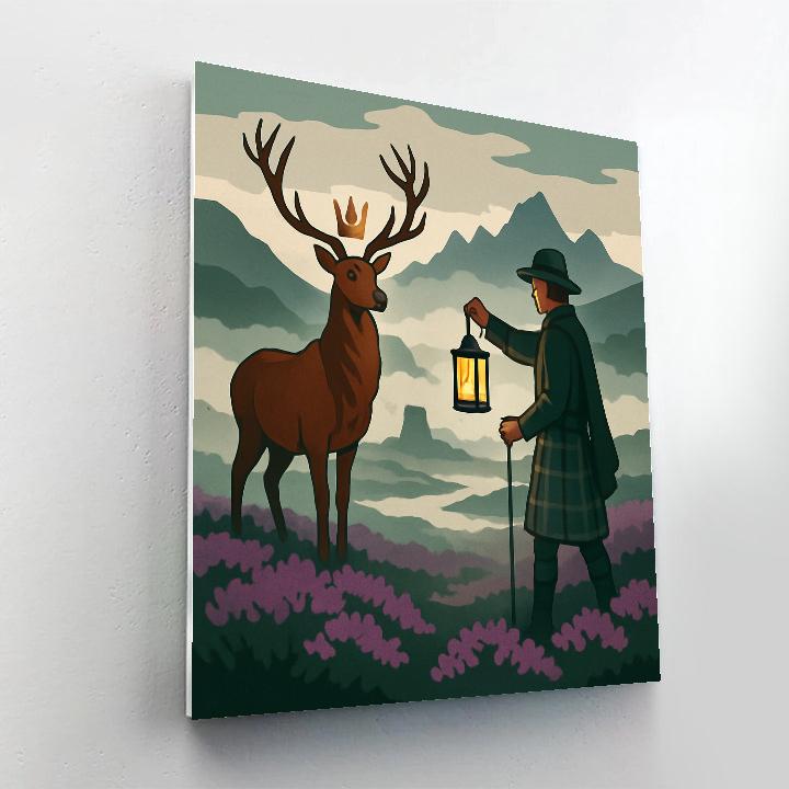 Stag Procession Across Scotland Moorland paint by number