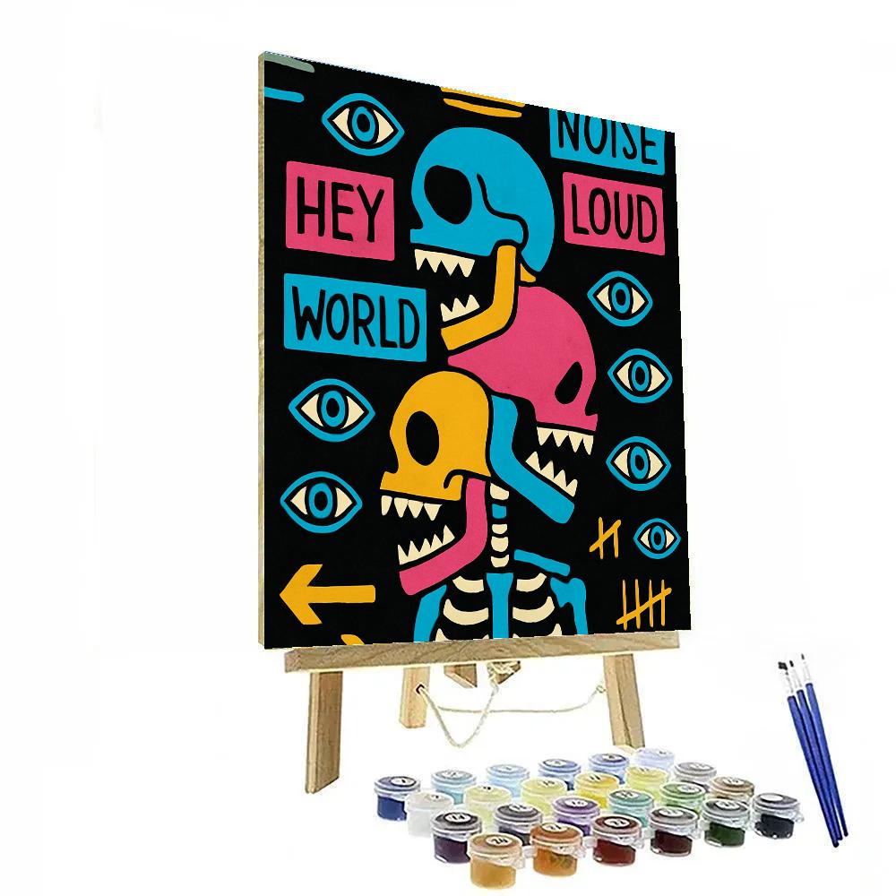 Neon Anatomical Chorus In Basquiat Style paint by number