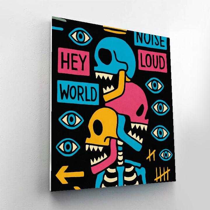 Neon Anatomical Chorus In Basquiat Style paint by number