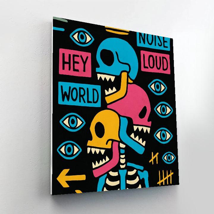 Neon Anatomical Chorus In Basquiat Style paint by number