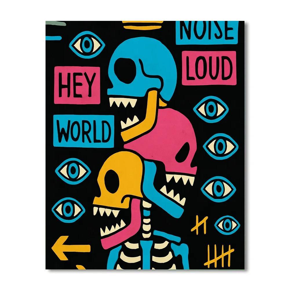 Neon Anatomical Chorus In Basquiat Style paint by number