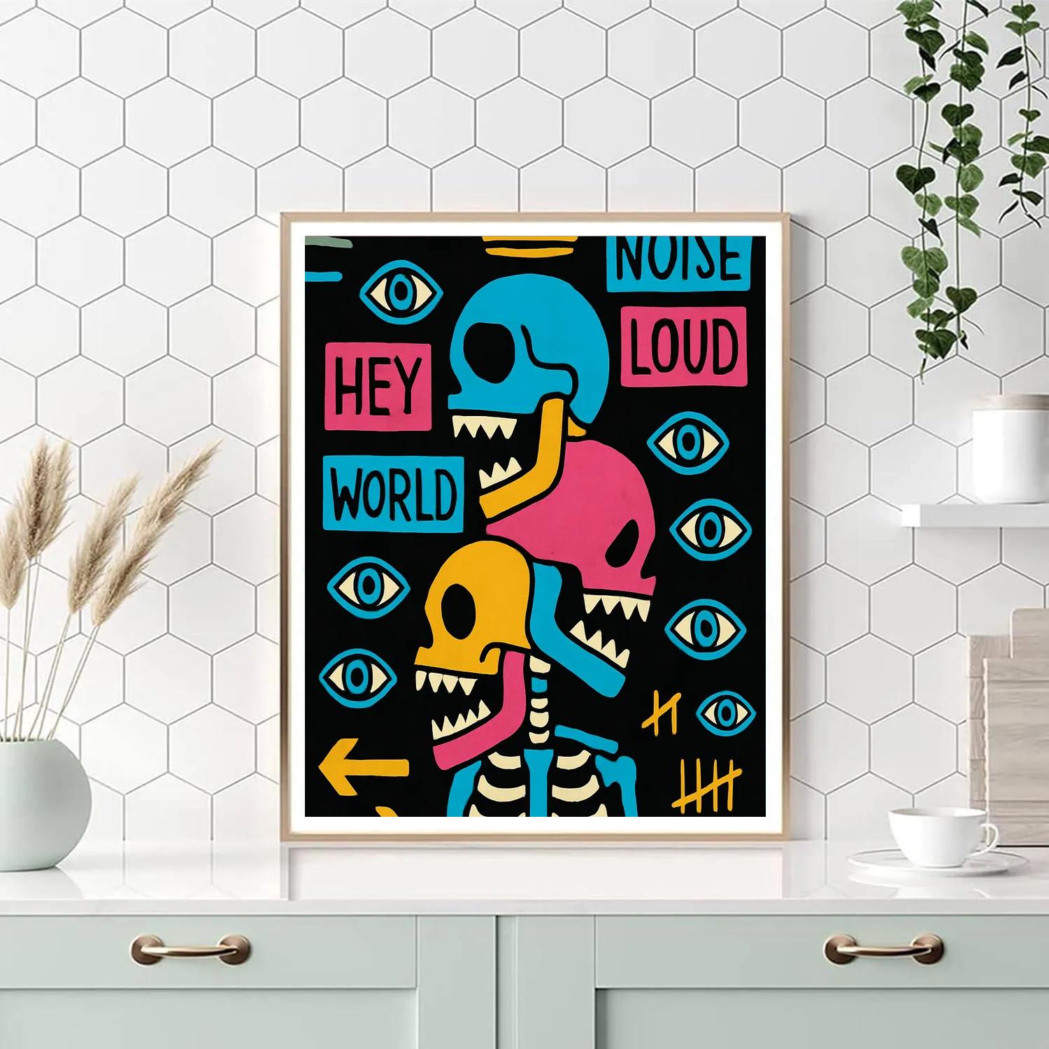 Neon Anatomical Chorus In Basquiat Style paint by number