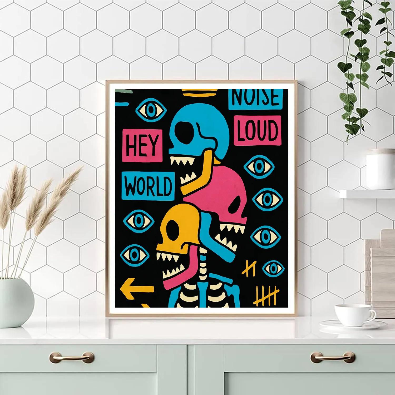 Neon Anatomical Chorus In Basquiat Style paint by number