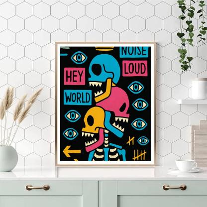 Neon Anatomical Chorus In Basquiat Style paint by number