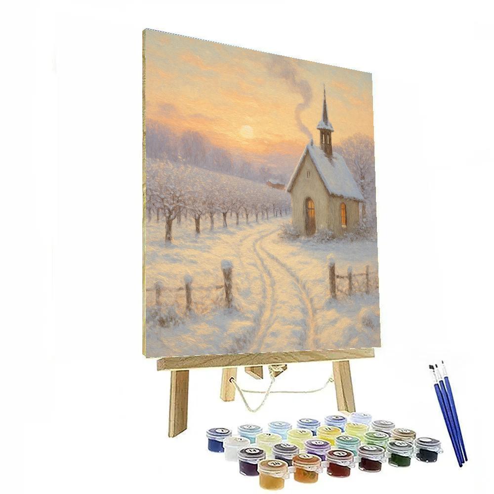 Sunrise Steam Over The Orchard Chapel DIY paint by numbers