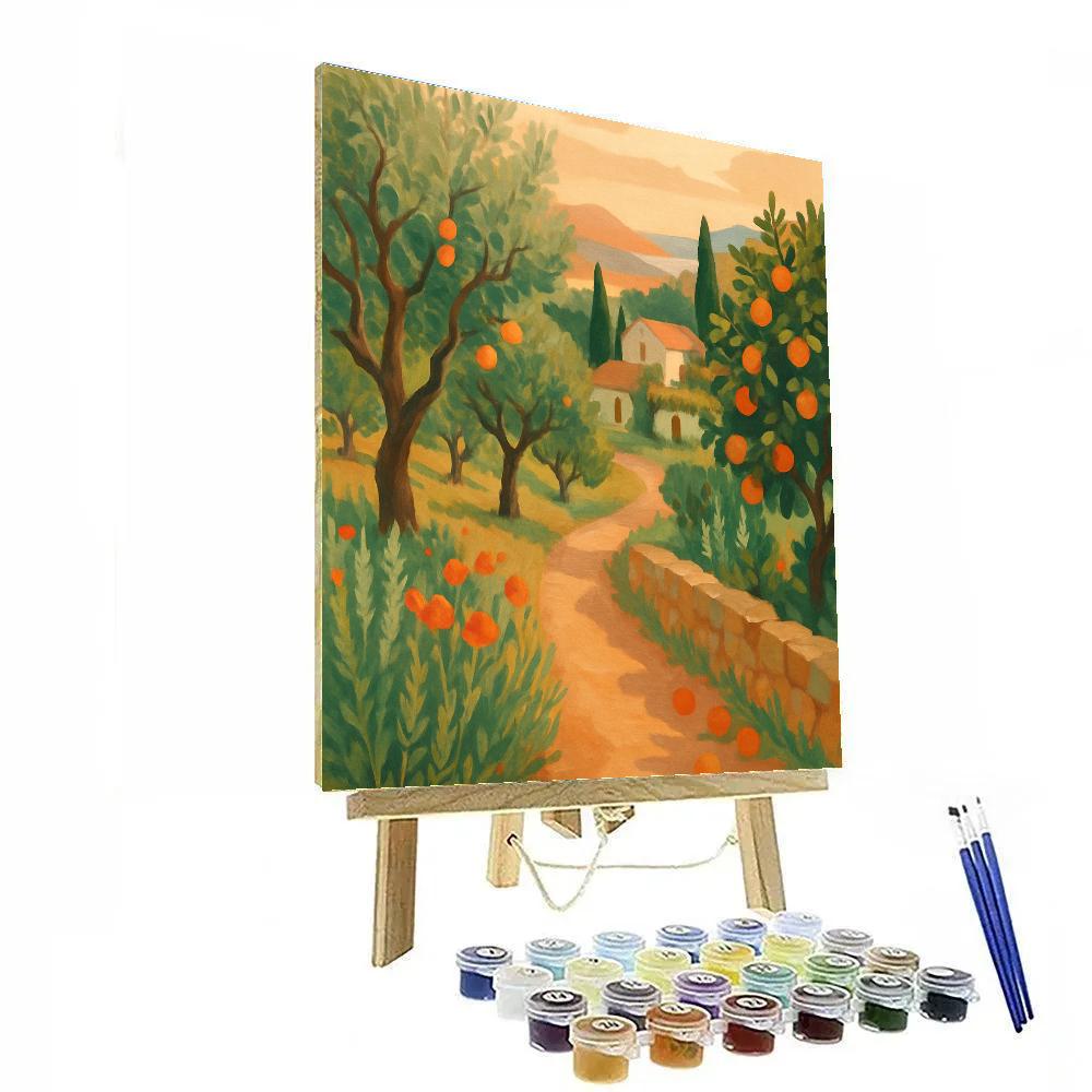 Sunlit Terracotta Orchard Path DIY paint by numbers