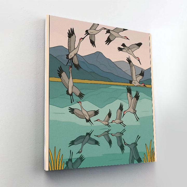 Mirror Lake Birds In Mid Migration Spiral Numbered painting kits