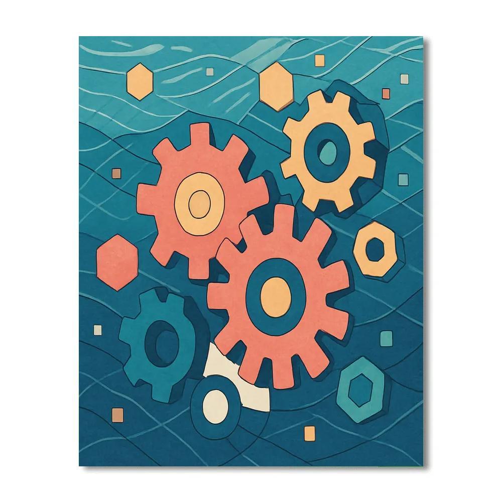 Clockwork Reef In Abstract paint by color