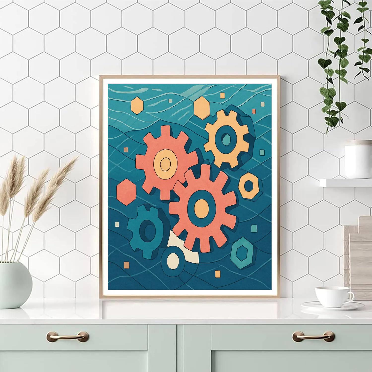 Clockwork Reef In Abstract paint by color
