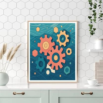 Clockwork Reef In Abstract paint by color