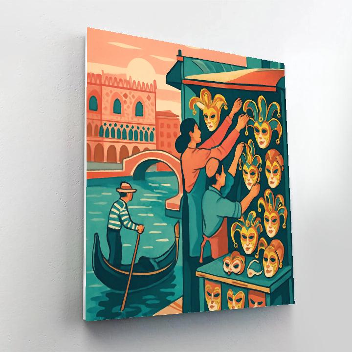 Mask Makers Of Venice At Dawn painting number kit