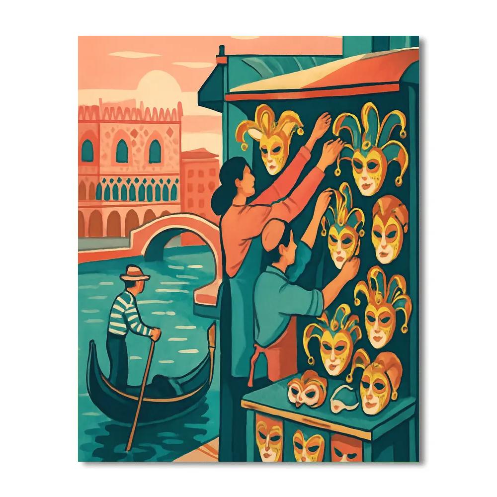 Mask Makers Of Venice At Dawn painting number kit