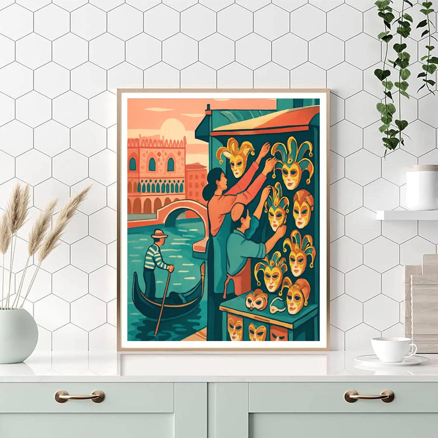 Mask Makers Of Venice At Dawn painting number kit