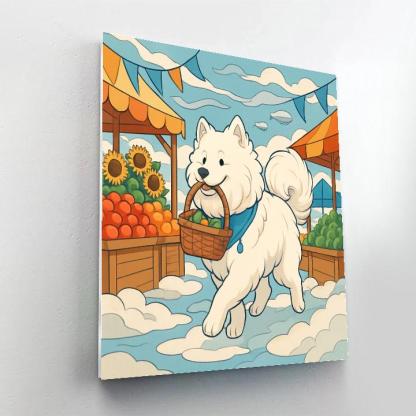 Sky Market With Dog Companion Numbered painting kits