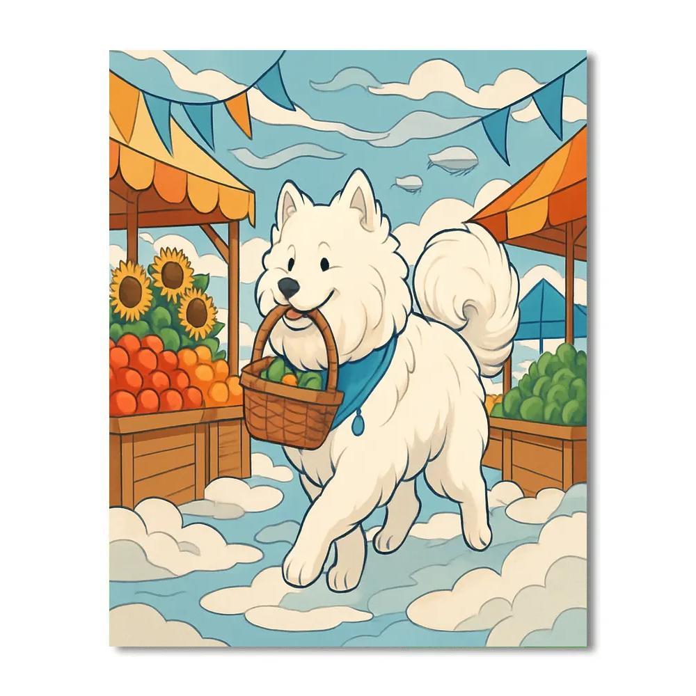 Sky Market With Dog Companion Numbered painting kits